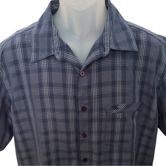 QUIKSILVER Blue Plaid Short Sleeve Collared Shirt Men M Medium - Picture 2 of 6